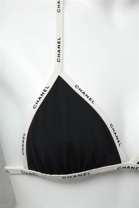 chanel black and white bikini|Chanel graphic swimwear.